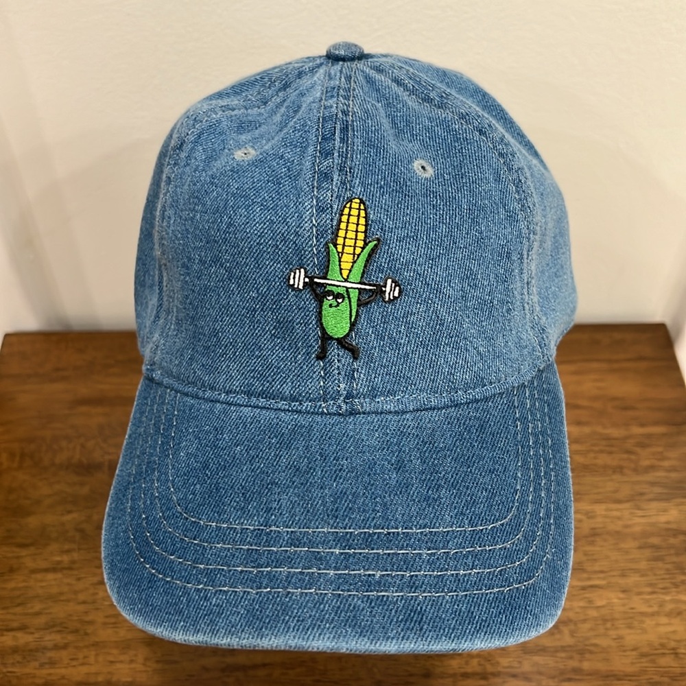 Zack's Mighty Tortilla Chips Denim Cap Corn Cob Logo Adjustable Strapback